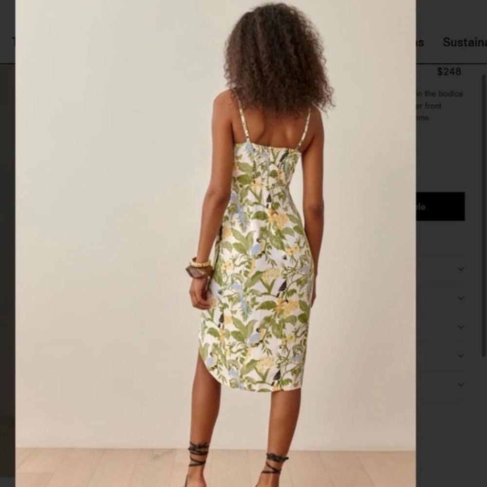 Reformation Rianne Tropics  Toucan Bird and Leaves Print Wrap Dress Size 12 - Picture 3 of 16